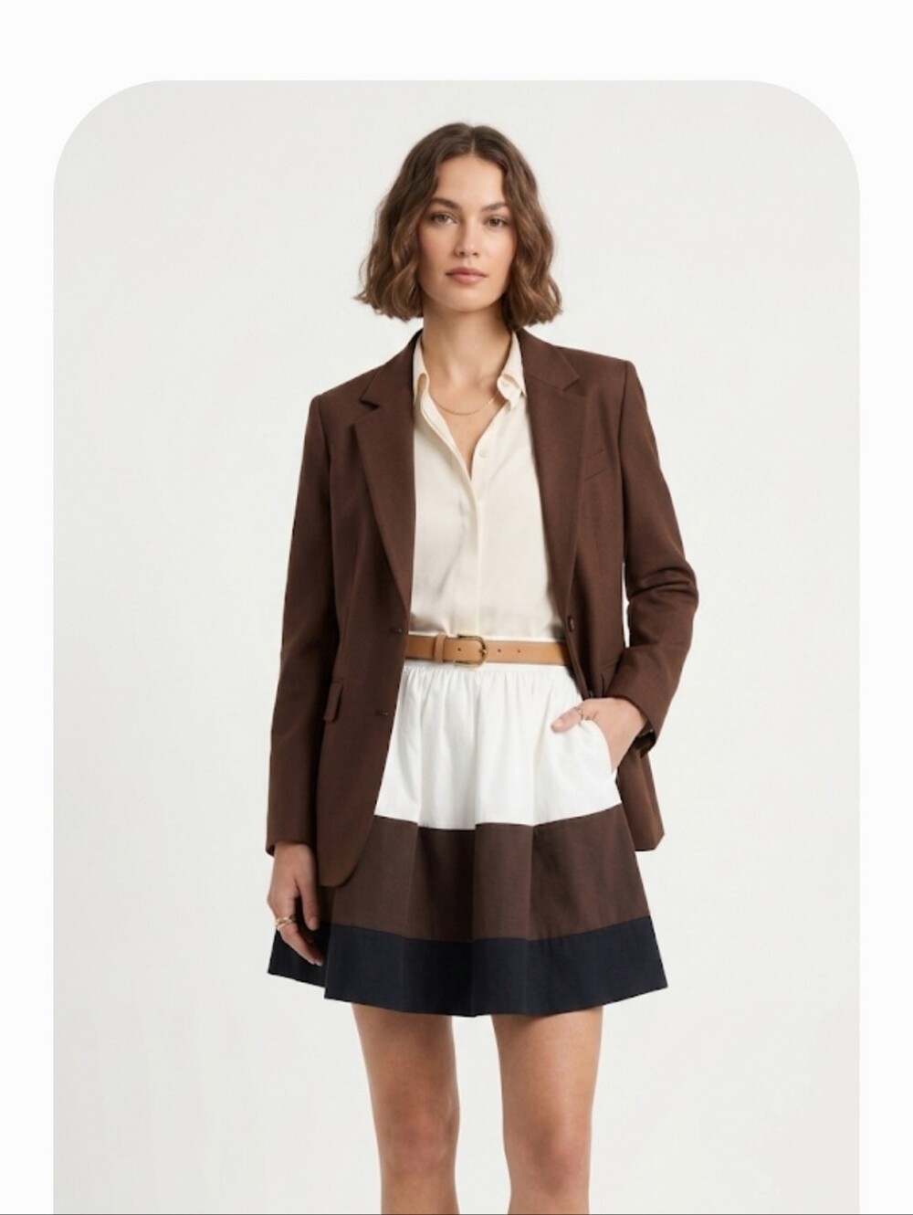 Kate Spade Tricolor Skater Skirt - Black, White, Brown Size 6